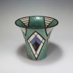Raku Art Deco Vase with Triangles and Diamonds