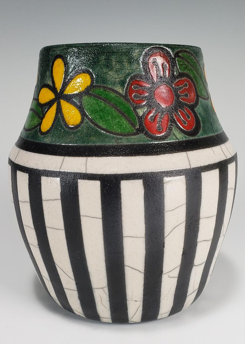 "Wild Flowers" with Black and White Stripes